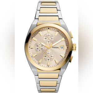 Fossil Two-Tone Gold and Silver Chronograph with Champagne Dial Mens Watch